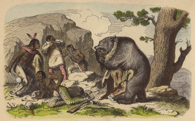 Nativos americanos cazando osos de German School
