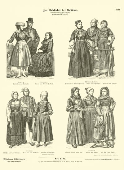 Trajes del norte de Alemania, finales del siglo XIX de German School