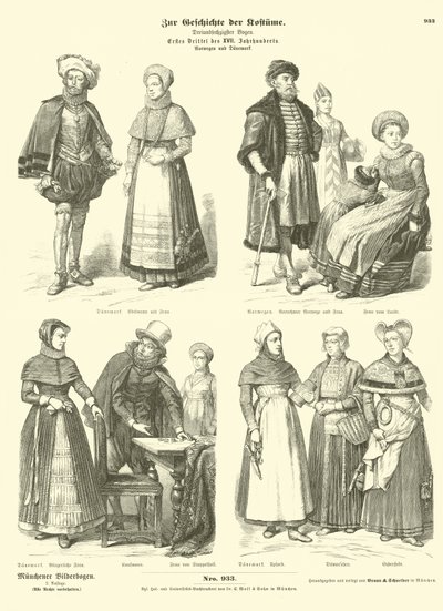 Trajes noruegos y daneses, principios del siglo XVII de German School
