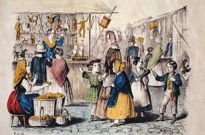 Mercado al aire libre en Alemania, c.1860 de German School