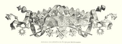 Ornamento encontrado por el arqueólogo alemán Heinrich Schliemann durante sus excavaciones en el sitio de la antigua Troya de German School