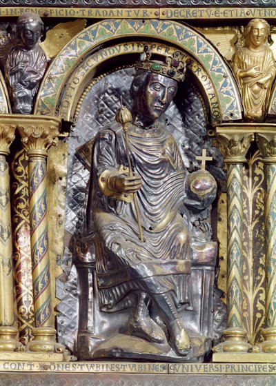 Otón II (955-83), Emperador del Sacro Imperio Romano, detalle del Santuario del Emperador Carlomagno (742-814), 1215 de German School
