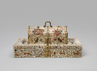 Cofre de matrimonio de marfil pintado, 1600-99 de German School