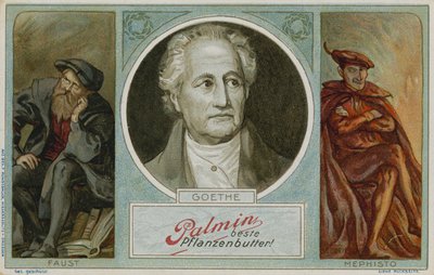 Tarjeta comercial de Palmin con una imagen de Goethe de German School