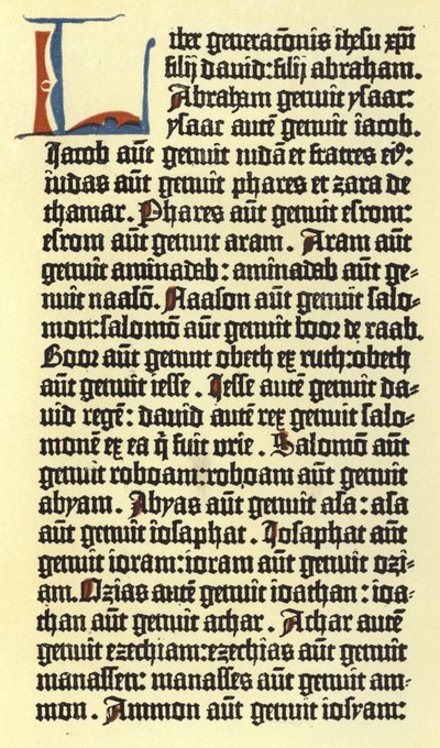 Parte de una columna de la Biblia de Gutenberg de German School