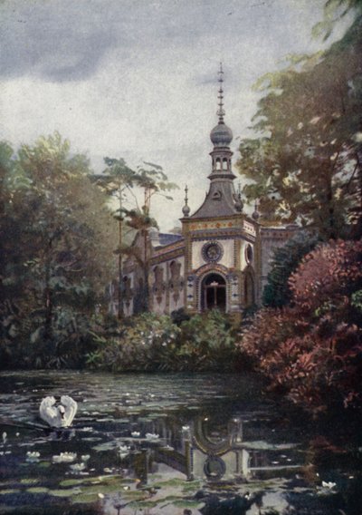 Parte del Vierwaldstattersee y la nueva casa de los simios, Jardín Zoológico de Berlín, Alemania (litografia en color) de German School