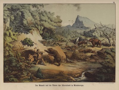 Personas y animales de la Europa prehistórica de German School