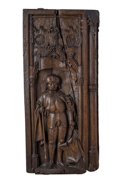 Remate de banco que representa a San Quirino de Neuss, c.1485-1515 (roble) de German School
