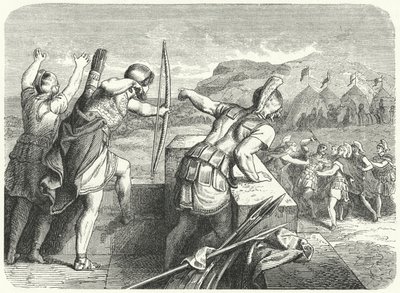 Felipe II de Macedonia herido en el ojo en el Sitio de Metone, 355 a.C. de German School