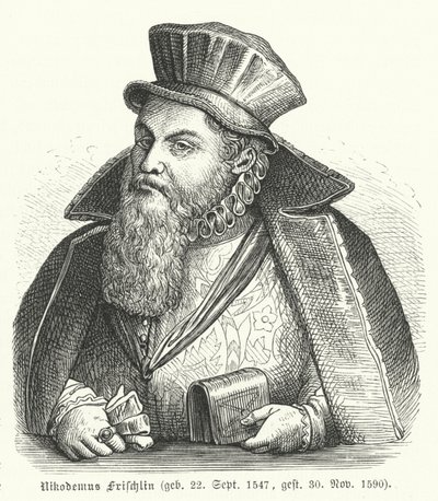 Philipp Nicodemus Frischlin, poeta y dramaturgo alemán (grabado) de German School