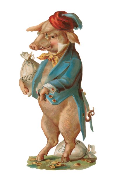 Cerdo con alijo de dinero de German School