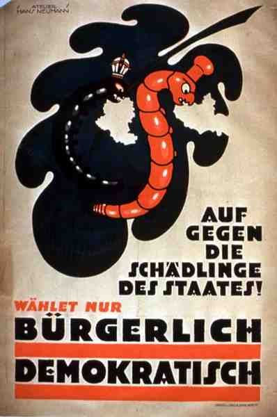 Cartel político para el Partido Democrático del Pueblo de German School