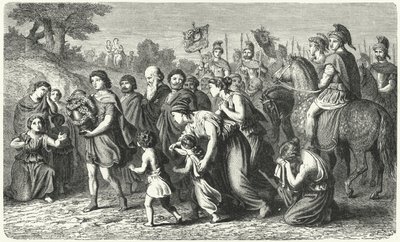 Polibio llevando las cenizas de Filopemen en solemne procesión a Megalópolis de German School