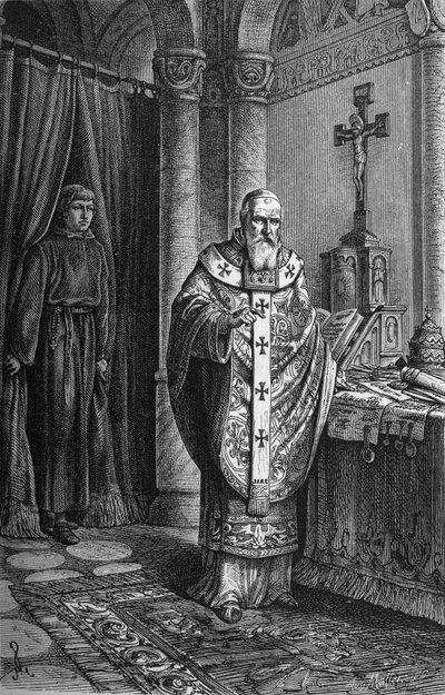 Papa Clemente IV (Gui Foucois o Coots o Foucault, finales del siglo XII-1268). Grabado en 