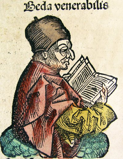 Retrato de Beda (673-735), publicado en la Crónica de Núremberg, 1493 de German School