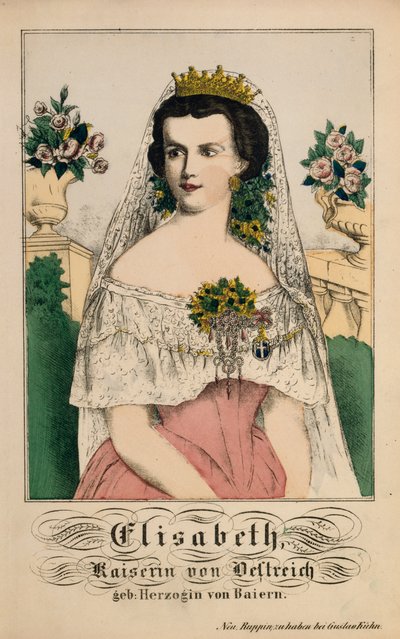 Retrato de Isabel de Baviera, emperatriz de Austria, de Neuruppiner Bilderbogen, 1860 de German School