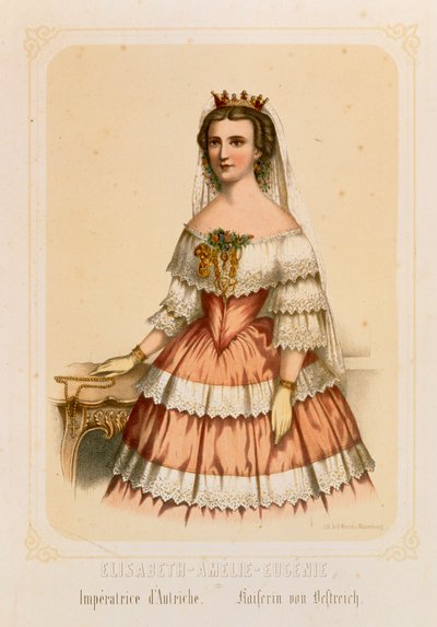 Retrato de Isabel de Baviera, emperatriz de Austria, impreso por Fr. Wentzel, Wissembourg, 1860 de German School