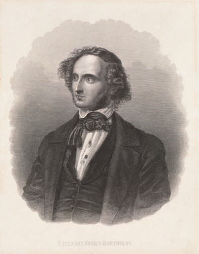 Retrato de Felix Mendelssohn (1809-47) de German School