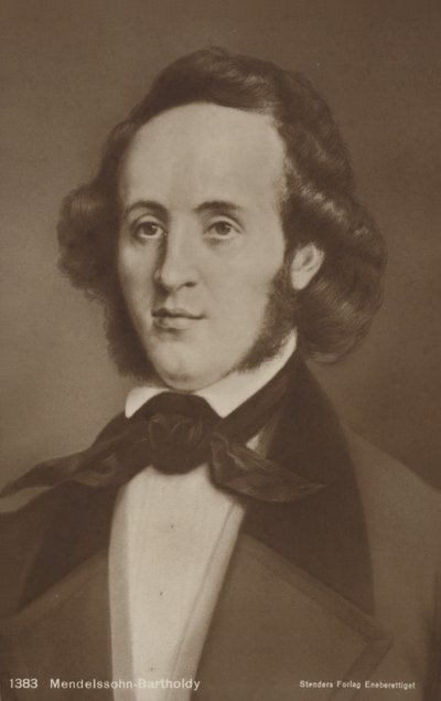 Retrato de Felix Mendelssohn de German School