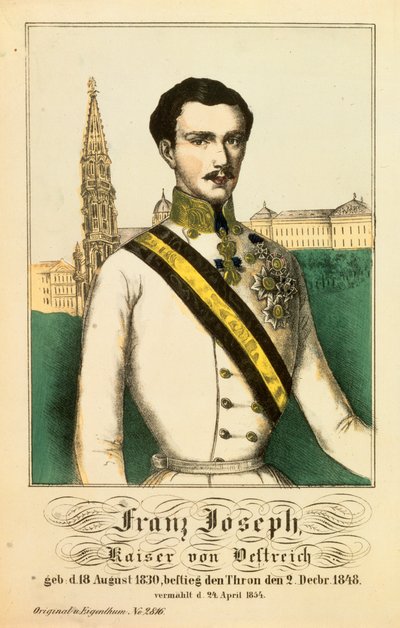 Retrato de Francisco José I, emperador de Austria, de Neuruppiner Bilderbogen, 1854 de German School