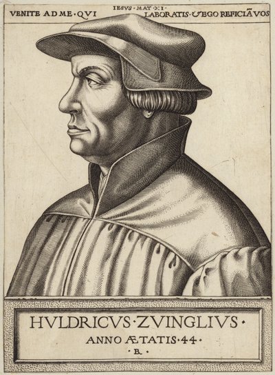 Retrato de Huldrych Zwingli de German School