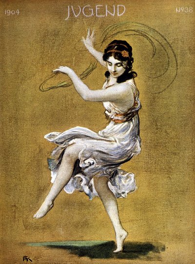 Retrato de Isadora Duncan bailando (bailarina americana de origen irlandés) de German School