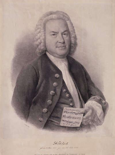 Retrato de Johann Sebastian Bach (1685-1750) grabado por F.G. Schlick, 1840 de German School