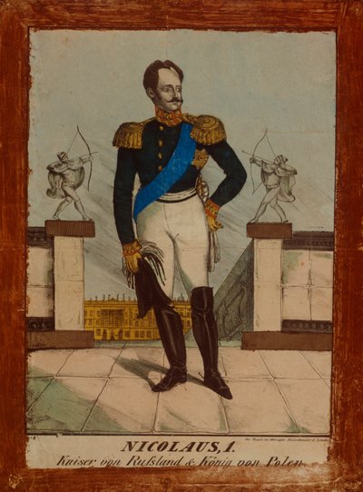 Retrato de Nicolás I, zar de Rusia y rey de Polonia, Neuruppiner Bilderbogen, c.1850 de German School