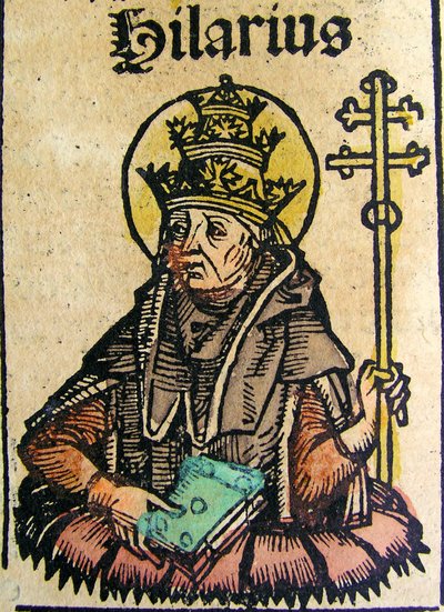 Retrato del Papa Hilario, publicado en la Crónica de Núremberg de German School