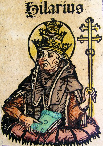 Retrato del Papa Hilario, publicado en la Crónica de Núremberg, 1493 de German School