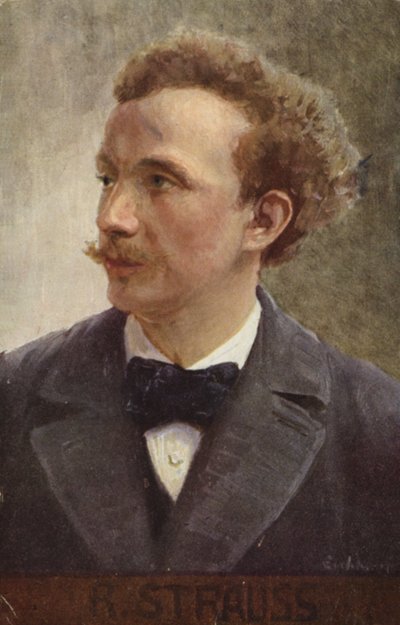 Retrato de Richard Strauss (litografía en color) de German School
