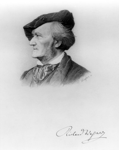 Retrato de Richard Wagner (1813-83) compositor alemán, grabado por Robert Reyher (1838-77) de German School