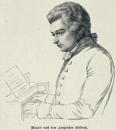 Retrato de Wolfgang Amadeus Mozart (1756-91) de German School