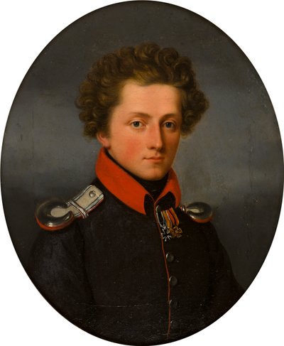 Retrato de una joven oficial, c.1801-99 (óleo sobre lienzo) de German School