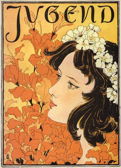 Retrato de una niña con flores en el cabello de German School
