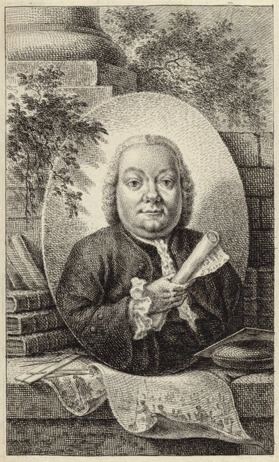 Retrato de un hombre corpulento con ropa del siglo XVIII de German School