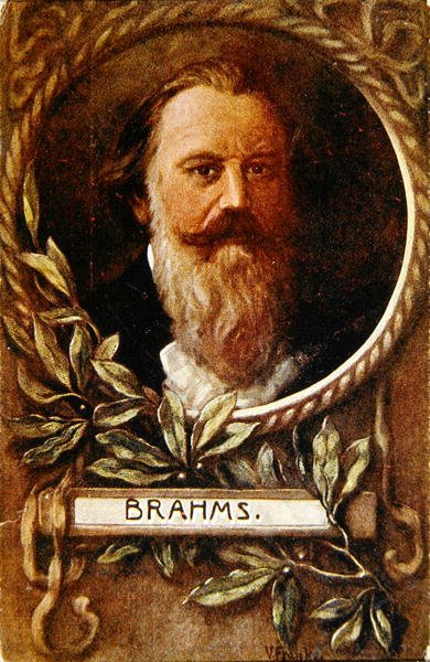 Postal que representa a Johannes Brahms (1833-97) c.1910 de German School