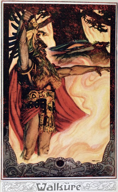 Postal que representa a Odín llamando al fuego, 1914 de German School