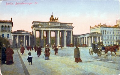 Postal que muestra la Puerta de Brandeburgo en Berlín, antes de 1914 de German School
