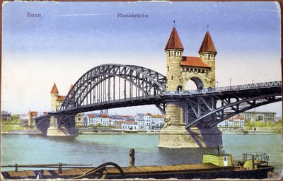 Postal que muestra el puente sobre el río Rin en Bonn, c.1900 de German School