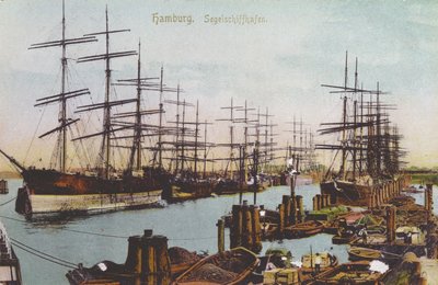 Postal del puerto de veleros en Hamburgo, c.1900 de German School