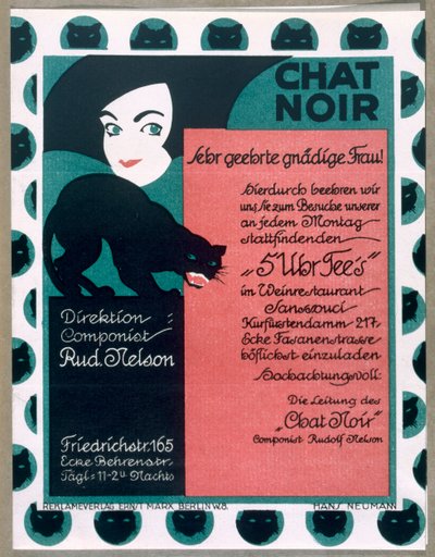 Cartel publicitario del cabaret "Chat Noir" de Berlín de German School