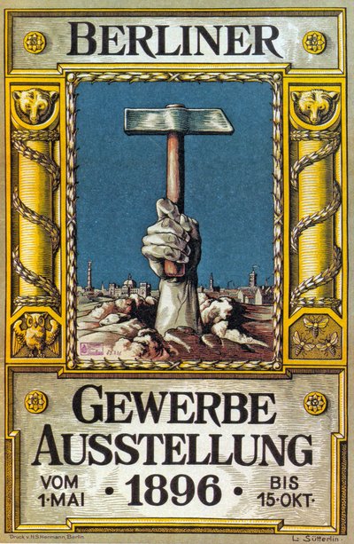 Póster para la Exposición Industrial en Berlín, Alemania, 1896 de German School