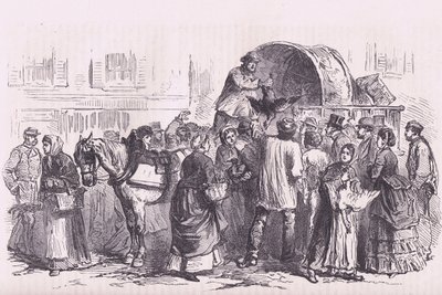 Vendedores de aves de corral en París, Historia de la guerra entre Francia y Alemania de Cassell, publicada por Cassell and Company Limited, c.1890 de German School