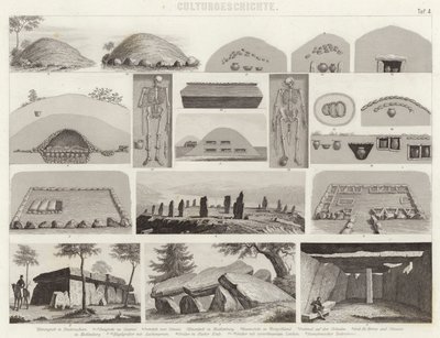 Cámaras funerarias prehistóricas. Ilustración para Bilder-Atlas de German School