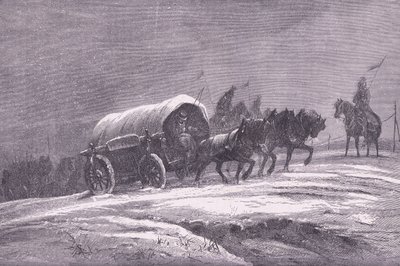 Correo de campo prusiano en la nieve, Historia de la guerra entre Francia y Alemania de Cassell, publicada por Cassell and Company Limited, c.1890 de German School