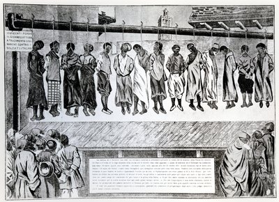 Ejecución pública de ciudadanos de Trípoli, que se opusieron a la invasión italiana en 1911, de la revista Simplicissimus, 1912 de German School