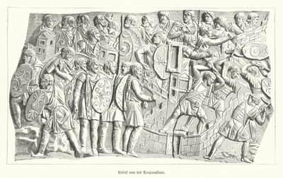 Relieve de la Columna de Trajano, Roma, que representa a los romanos derrotando a los dacios de German School