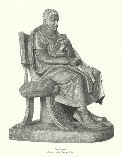 Copia romana de una estatua del poeta cómico griego antiguo Posidipo de German School
