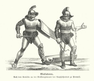 Gladiadores romanos (grabado) de German School